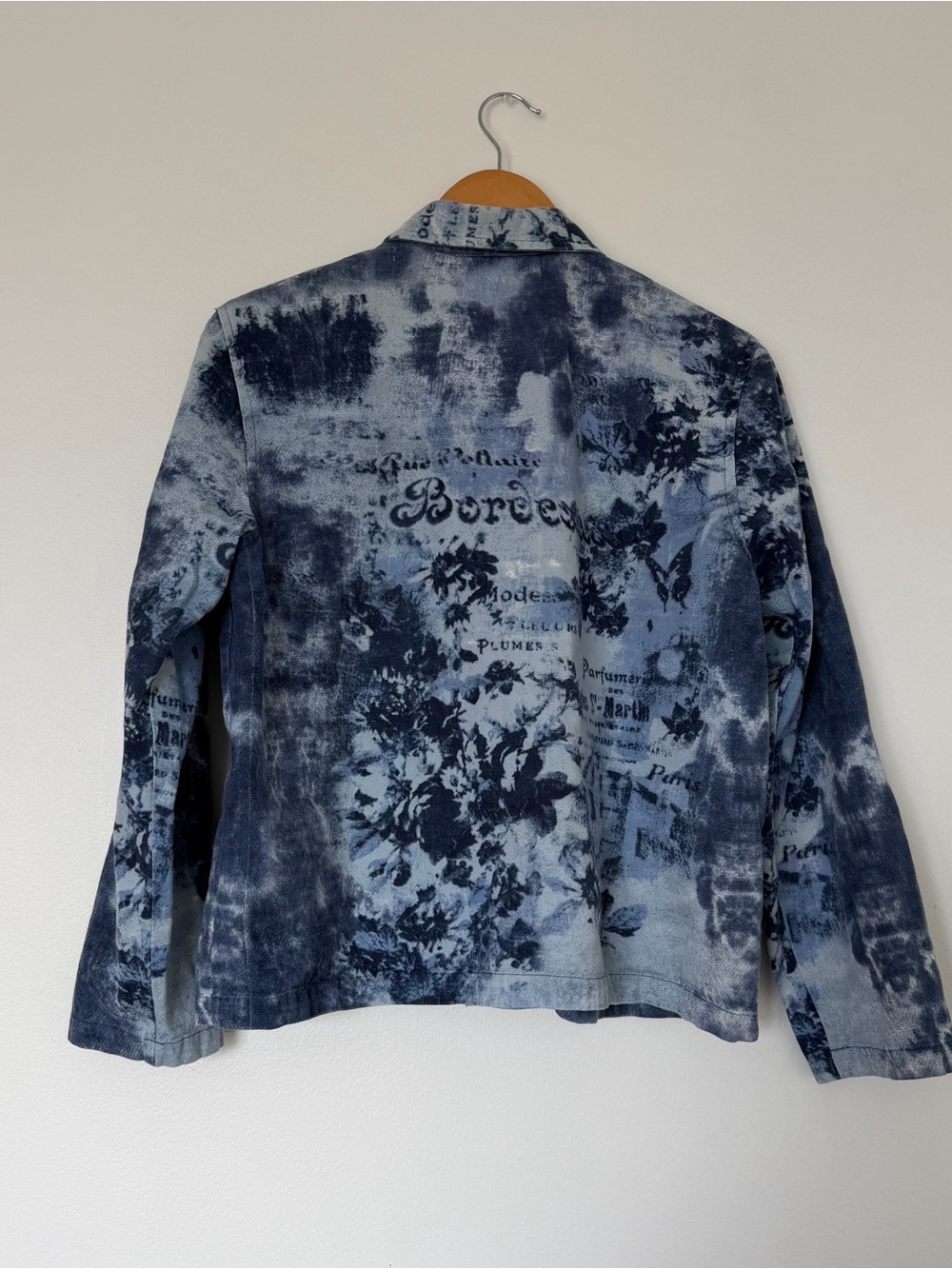 Graphic Print  Y2K Grunge Blue Long Sleeve Denim Jacket - Picture 5 of 5